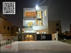 Villa for sale in Al Amrah area, Ajman. Ground floor, first floor, and roof. The villa includes an e