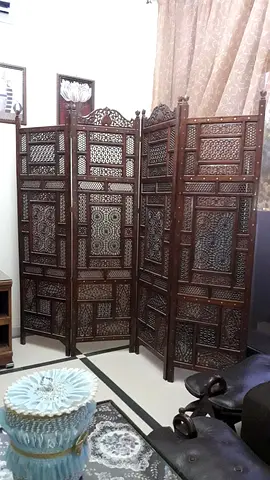 Elegant Wooden Room Divider with Intricate Carvings