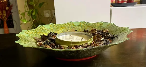 Decorative Candle Holder with Floral Accents