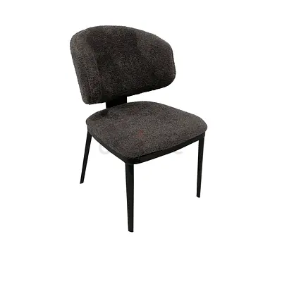 Dining Chair Leather Curved Back Armless Sturdy Metal Legs Cushioned Seat Stitched Pattern Modern