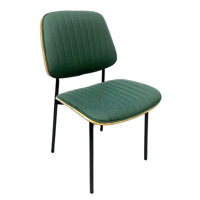 Dining Chair Leather Wooden Frame Backrest Black Metal Legs Modern Kitchen Lounge Living Room
