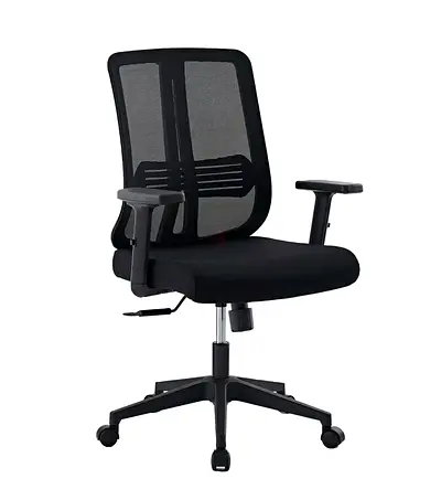 Black Ergonomic Mesh Office Chair with Adjustable Armrests and Lumbar Support