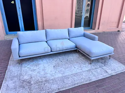 Comfortable Light Blue Corner Sofa