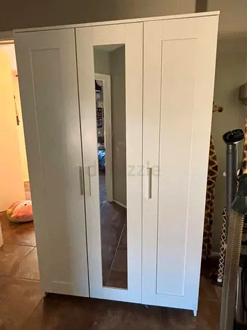 Modern White Wardrobe with Mirror