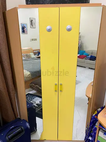 Bright Yellow Corner Wardrobe with Mirrors