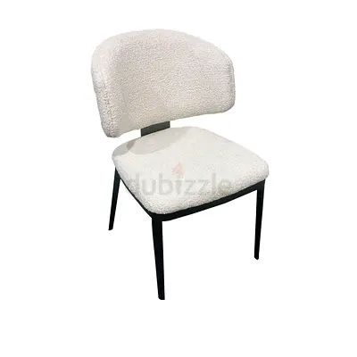 Dining Chair Leather Curved Back Armless Sturdy Metal Legs Cushioned Seat Stitched Pattern Modern
