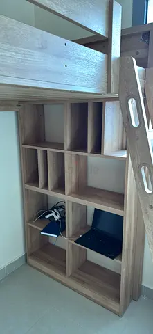 Loft bed with 2door sliding wardrobe and book case