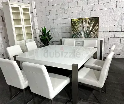Modern White Dining Set with Elegant Chairs