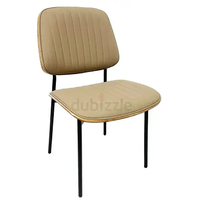 Dining Chair Leather Wooden Frame Backrest Black Metal Legs Modern Kitchen Lounge Living Room