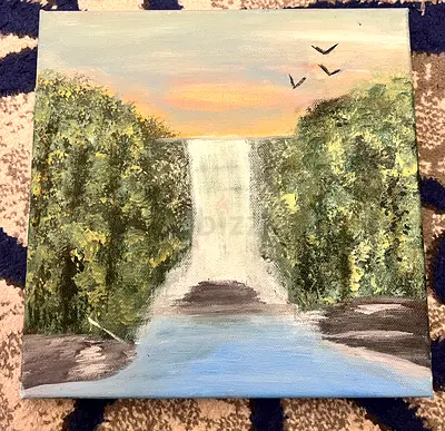 Beautiful Hand-Painted Waterfall Canvas Art