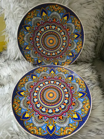 2x Large Turkish Decoration Plates Multi Colors