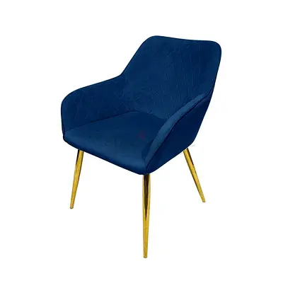 Velvet Accent Arm Dining Chair With Gold Metal Legs Kitchen Living Room Furniture