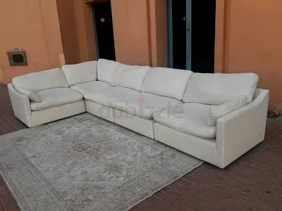 Stylish White L-Shaped Sofa for Sale