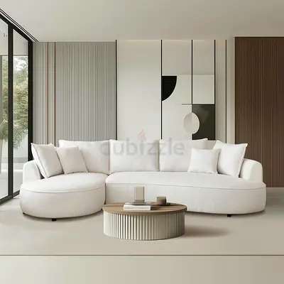 Elegant Curved White Sofa for Modern Living Room