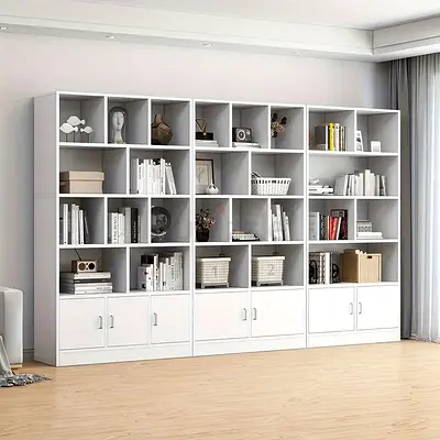 Modern White Bookshelf with Ample Storage