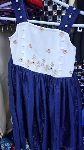 Beautiful Navy Blue and White Embroidered Dress