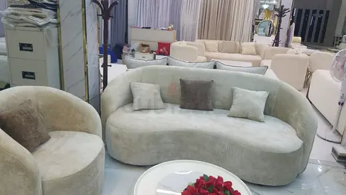 Elegant Curved Sofa Set with Matching Armchair