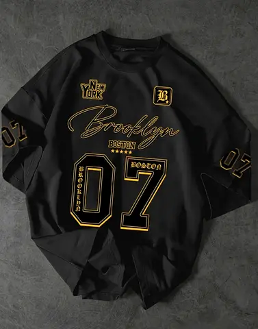 Stylish Black Brooklyn T-Shirt with Unique Prints
