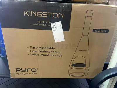 Stylish Kingston Black Fireplace with Wood Storage - Easy Assembly