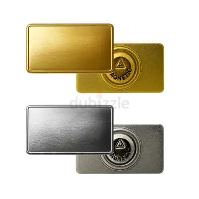 Rectangular Flat Metal Badges with Magnet Attachment