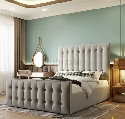 Elegant Grey Bed with Chic Headboard