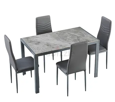 Modern Dining Set with Marble Top and Stylish Chairs