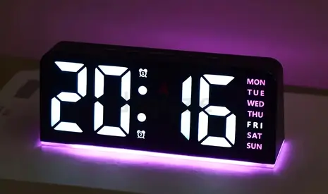 Digital LED Ambient Light Alarm Clock | USB Powered with Silent Operation | Three Brightness Levels,