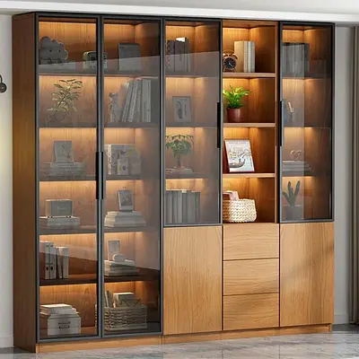 Spacious and Elegant Glass-Front Bookcase for Modern Homes