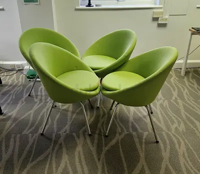 Set of 4 Modern Green Chairs for Sale