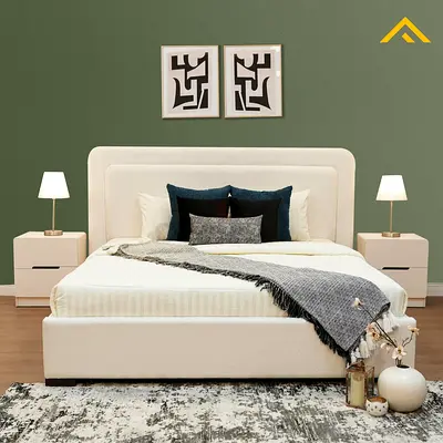 Queen Size Bed with Stylish Nightstands