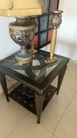 Chic Vintage Side Table with Glass Top