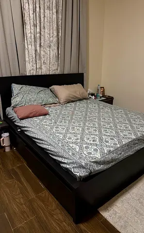 Elegant and Comfortable King Size Bed with Mattress and side table. ALS bed is having drawers.