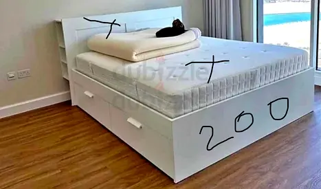 Modern White Bed with Storage.and Mattress is free