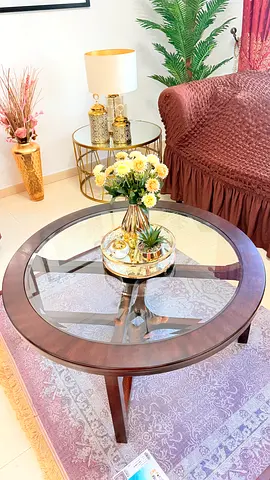Center Table - Wooden with Glass Top