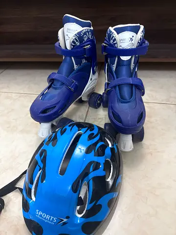 Childrens Roller Skates and Helmet Set