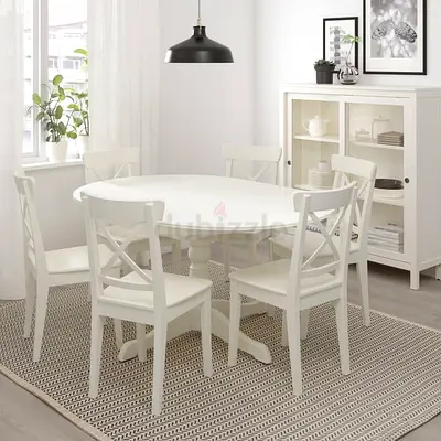 Charming White Dining Set with 4 Chairs