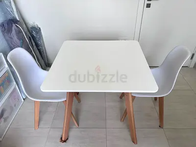 2 seater wooden top dining set