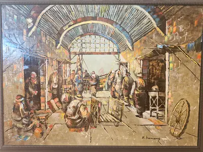 Charming Vintage Painting of Haidar Hamaoui, famous Lebanese artist from early 2000s