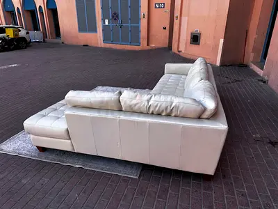 Stylish __ Comfort Natuzzi Italian L Shape Sofa Beige