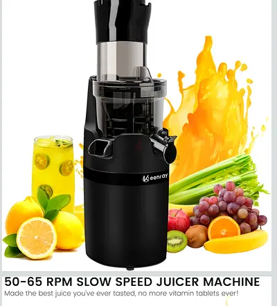 Keenray Juicer Machine, Masticating Slow Juicer for Whole Fruits, Cold Press Juicer