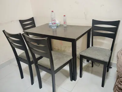 Simple and Sturdy Dining Set with Four Chairs