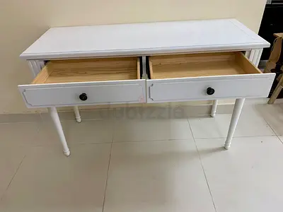 Charming White Console Table with Drawers