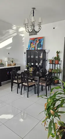 Elegant Matte Brown Black Dining Set with 6 Chairs (Slightly Negotiable)
