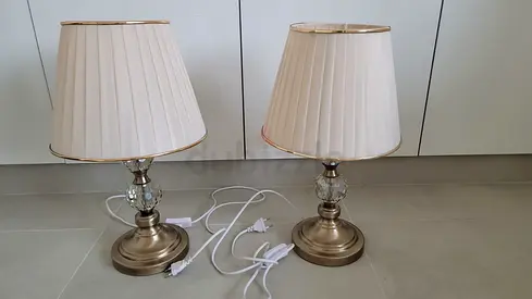 Table Lamp with Shade set - Golden Glass