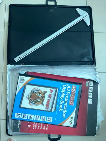 A1 portfolio + A1 transparent sleeves + T square + A2 Presentation Display Book for Art Projects