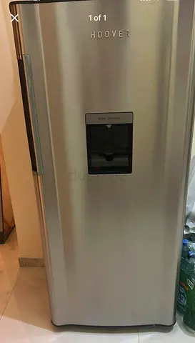 برّاد HOOVER بحالة ممتازة، استخدام خفيف جداً. لون ستانلس ستيل أنيق مع Water Dispenser خارجي. التبريد