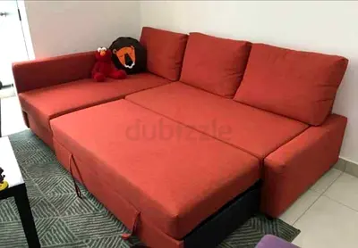 Ikea Versatile Orange Sofa with Storage