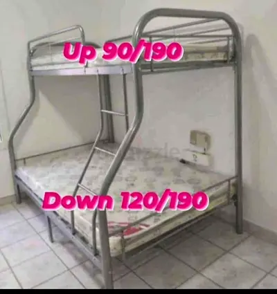 Sturdy Bunk Bed Frame with Mattresses