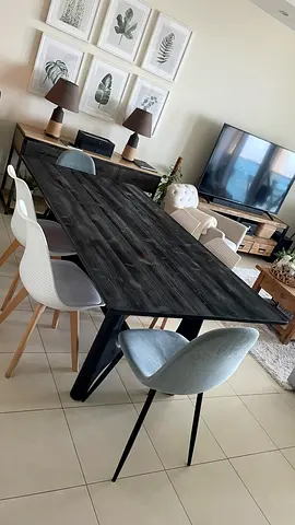 Dining Table West Elm Solid Hemlock Wood Black With 6 Chairs