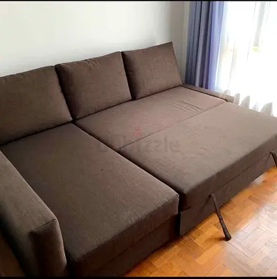 Ikea Comfortable Brown Sofa Bed with Storage